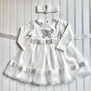 Toddler Girls White Long Sleeve Tulle Party Dress